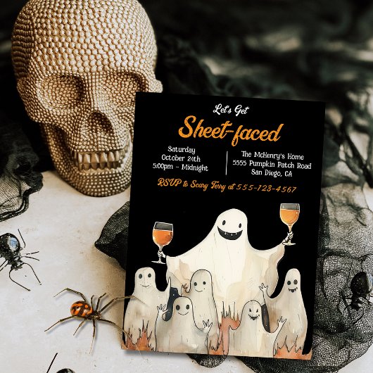 Sheet-Faced Ghosts Cocktails Volwassen Halloween P Kaart