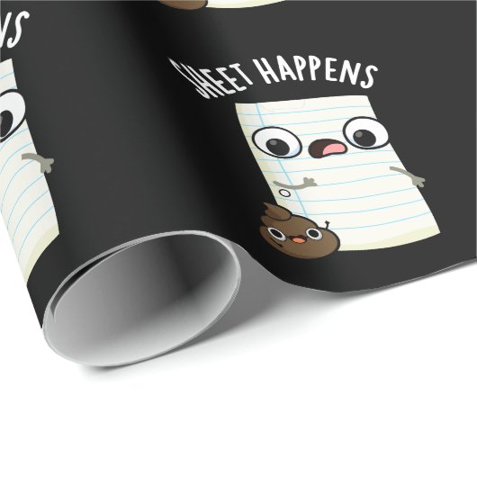 Sheet Happens Funny Paper Pun Dark BG Cadeaupapier (Rol Hoek)