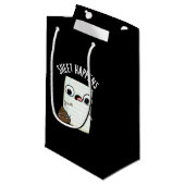 Sheet Happens Funny Paper Pun Dark BG Klein Cadeauzakje (Voorkant Gekanteld)