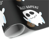Sheet Happens Grappige Ghost Pun Donker BG Cadeaupapier (Rol Hoek)