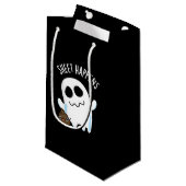 Sheet Happens Grappige Ghost Pun Donker BG Klein Cadeauzakje (Voorkant Gekanteld)