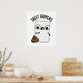 Sheet Happens Grappige Papieren Pun Poster (Keuken)
