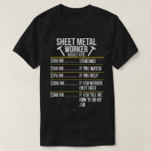 Sheet Metal Worker Hourly Rate Funny T T-shirt (Design voorkant)