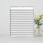 Sheet Music Manuscript Staff Line Clef Paper Sheet (Staand voorkant)