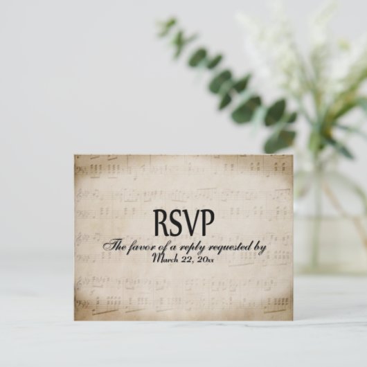 Sheet Music RSVP Dinner Choices Postcard Uitnodiging Briefkaart (Staand voorkant)