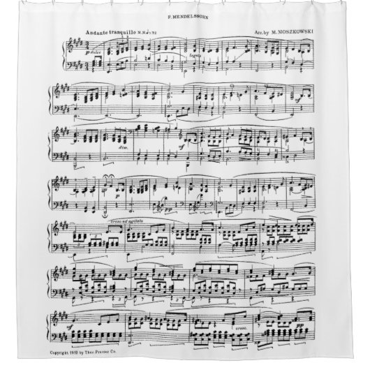 Sheet Music Shower Curtain Douchegordijn (Voorkant)