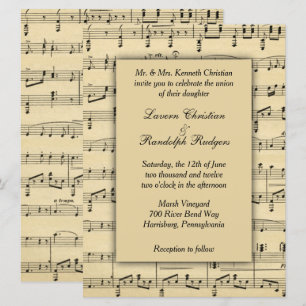 Sheet Music Wedding Uitnodiging