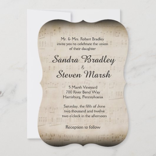 Sheet Music Wedding Uitnodiging (Voorkant)