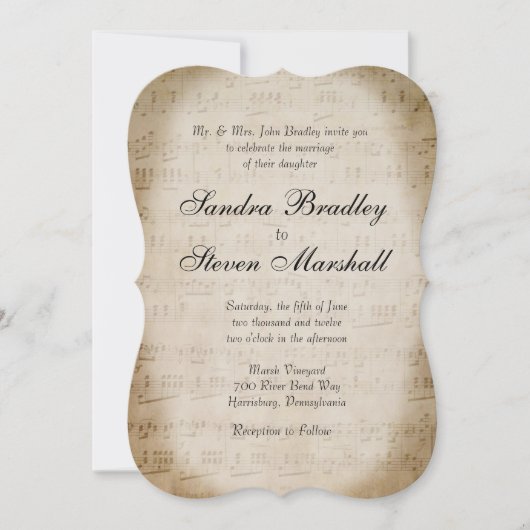 Sheet Music Wedding Uitnodiging (Voorkant)