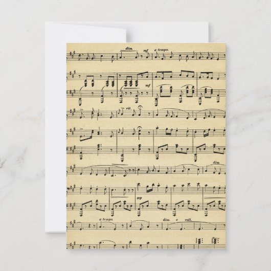 Sheet Music Wedding Uitnodiging (Achterkant)