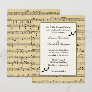 Sheet Music Wedding Uitnodiging