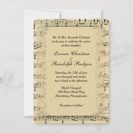 Sheet Music Wedding Uitnodiging (Voorkant)