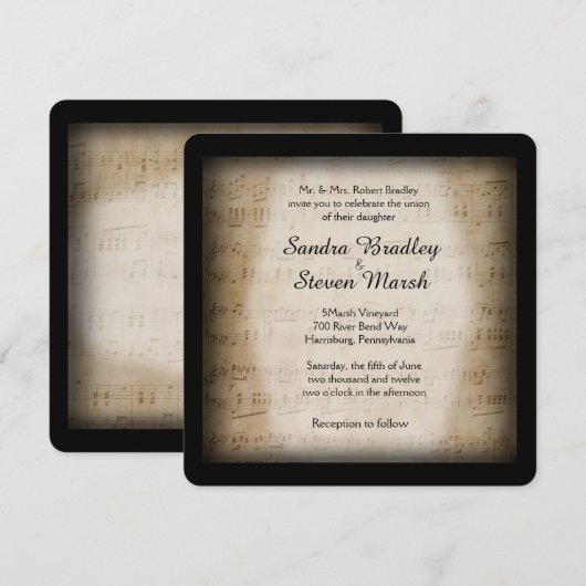 Sheet Music Wedding Uitnodiging (Voorkant / Achterkant)