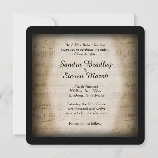 Sheet Music Wedding Uitnodiging (Voorkant)