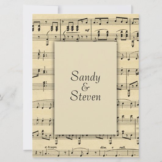 Sheet Music Wedding Uitnodiging (Achterkant)