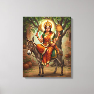 Sheetla Mata Hindoeïstisch canvas kunstwerk Afdruk
