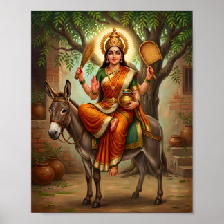 Sheetla Mata Hindoeïstische devotionele muurposter Poster