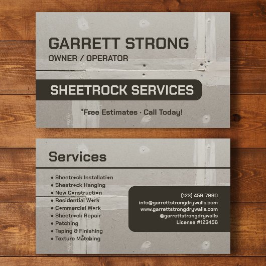 Sheetrock Services Aangepaste Contractmer branding Visitekaartje