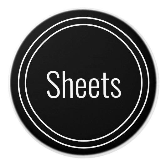 Sheets Black and White Text Template Keramische Knop (Voorkant)
