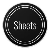 Sheets Zwart en Wit Tekst Sjabloon Keramische Knop (Voorkant)