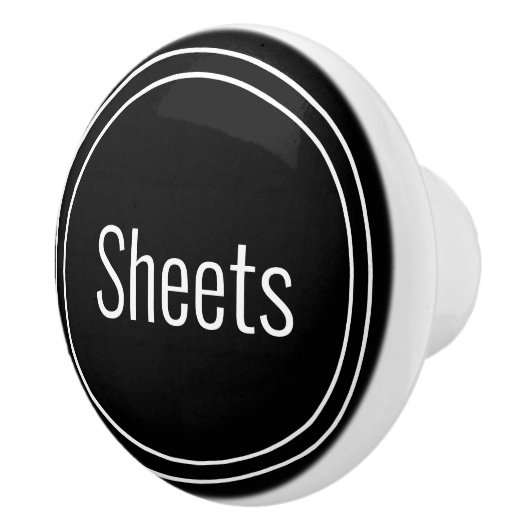 Sheets Zwart en Wit Tekst Sjabloon Keramische Knop (Rechts)
