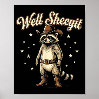 Sheeyit Grappige Cowboy Kat Vintage Western Humor  Poster