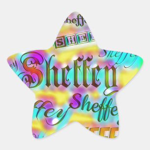 Sheffey Fonts - Geel en Roze Regenboog Ster Sticker