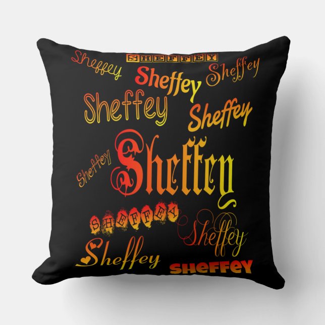 Sheffey Fonts - Oranje, rood en geel Kussen (Voorkant)