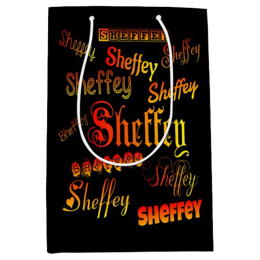 Sheffey Fonts - Oranje, rood en geel Medium Cadeauzakje (Voorkant)