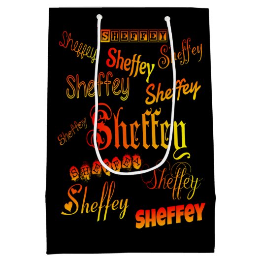 Sheffey Fonts - Oranje, rood en geel Medium Cadeauzakje (Achterkant)