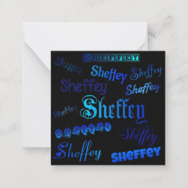Sheffey Fonts - Tinten van blauw op zwart Notitiekaartje