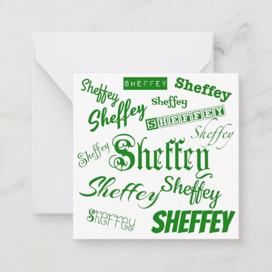 Sheffey Green Fonts - 9568 Notitiekaartje (Voorkant)