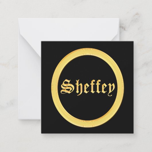 Sheffey-lettertypen - zwart en goud notitiekaartje (Voorkant)
