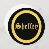 Sheffey-lettertypen - zwart en goudmonogram kaart (Voorkant / Achterkant)