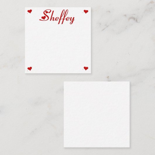 Sheffey met twee rode harten notitiekaartje (Voorkant / Achterkant)