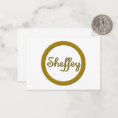 Sheffey Monogram in Gold Notitiekaartje (Voorkant / Achterkant in situ)