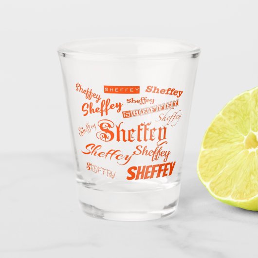 Sheffey Oranje lettertypen - 9569 Shot Glas (Voorkant)