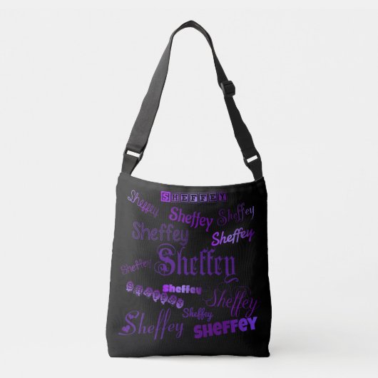 Sheffey Paarse Fonts Crossbody Tas (Voorkant)