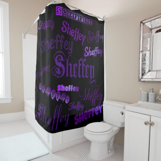 Sheffey Paarse Fonts Douchegordijn (In situ)