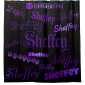 Sheffey Paarse Fonts Douchegordijn (Voorkant)