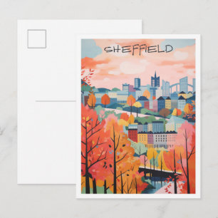Sheffield Engeland Vintage Reis Kunst Briefkaart