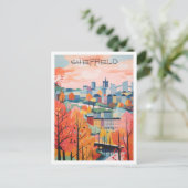 Sheffield Engeland Vintage Reis Kunst Briefkaart (Staand voorkant)