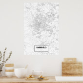 Sheffield, Engeland (zwart op wit) Poster (Keuken)