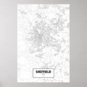 Sheffield, Engeland (zwart op wit) Poster (Voorkant)