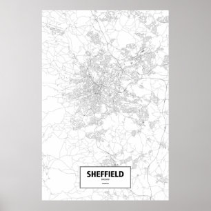 Sheffield, Engeland (zwart op wit) Poster