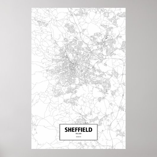 Sheffield, Engeland (zwart op wit) Poster (Voorkant)