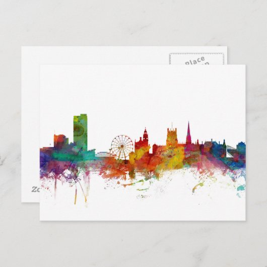 Sheffield England Skyline Briefkaart (Voorkant / Achterkant)