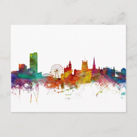Sheffield England Skyline Briefkaart (Voorkant)