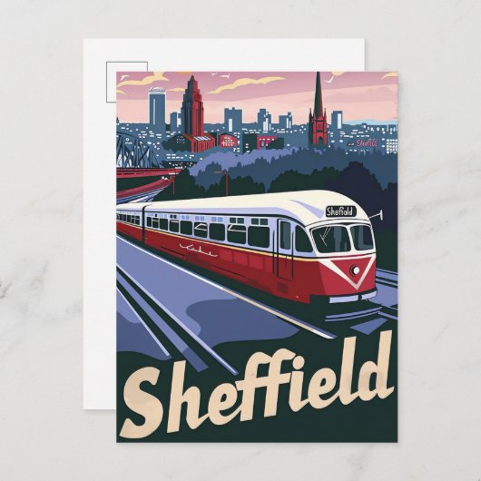 Sheffield Groot-Brittannië reisillustratie Briefkaart (Voorkant / Achterkant)