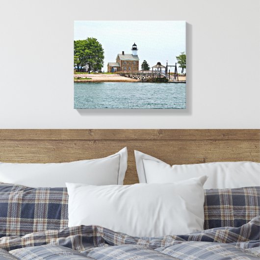 Sheffield Island Lighthouse, Connecticut Canvas Afdruk (Insitu (Slaapkamer))